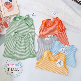 Bộ ba lỗ kẻ chất thun lạnh dệt cho bé 8-18kg