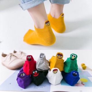 [ GIẢM SỐC ] Tất chân nữ , vớ cotton cổ ngắn thêu icon mặt cười phong cách hàn quốc