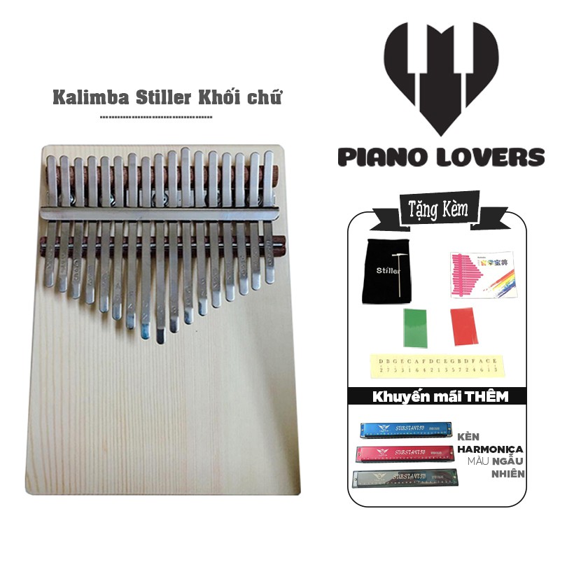 Đàn Kalimba 17 phím Gỗ Khối chữ Tặng Kèm Harmonica đủ màu sắc - HÀNG CÓ SẴN