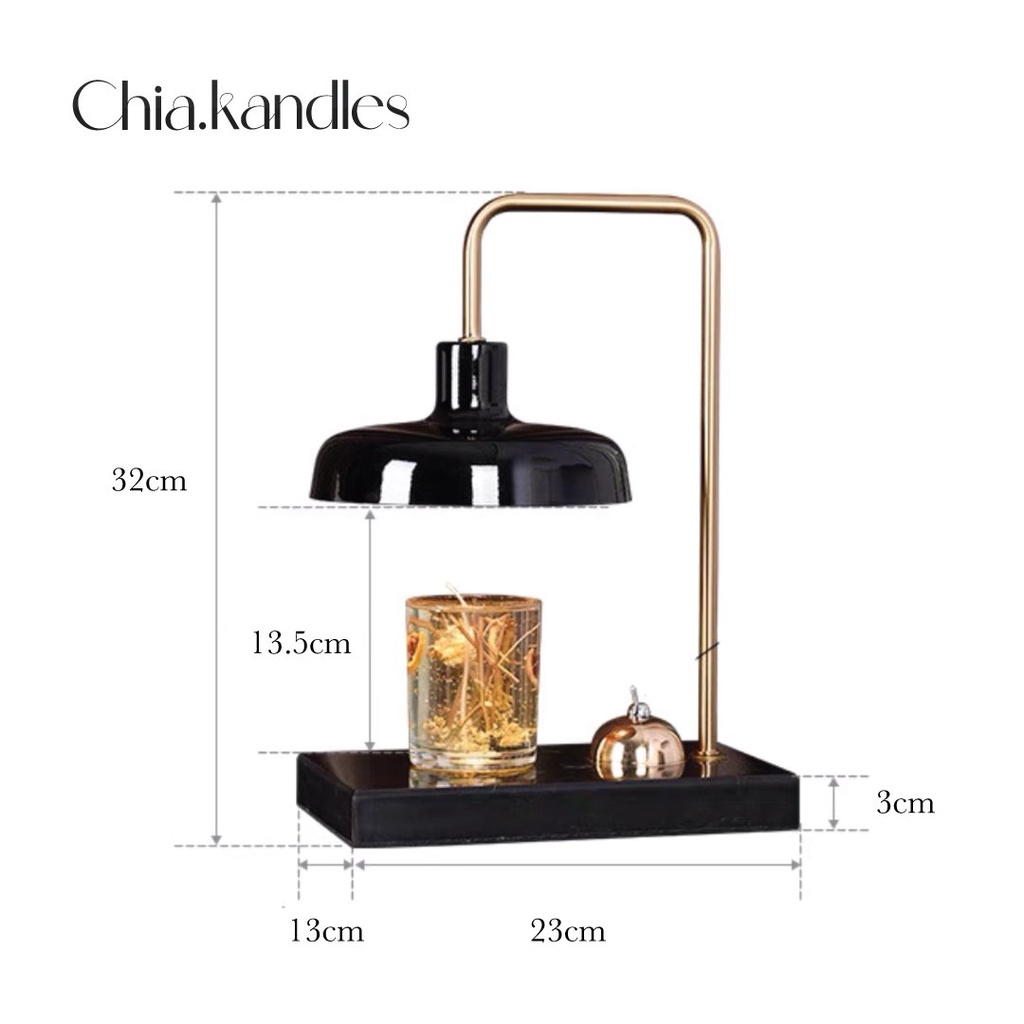 Đèn Đốt Nến Thơm Chuyên Dụng Chia.kandles Đèn Đá Granite Đen Sang Trọng