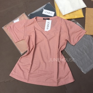 Áo phông cộc tay cổ tim chất Cotton giấy