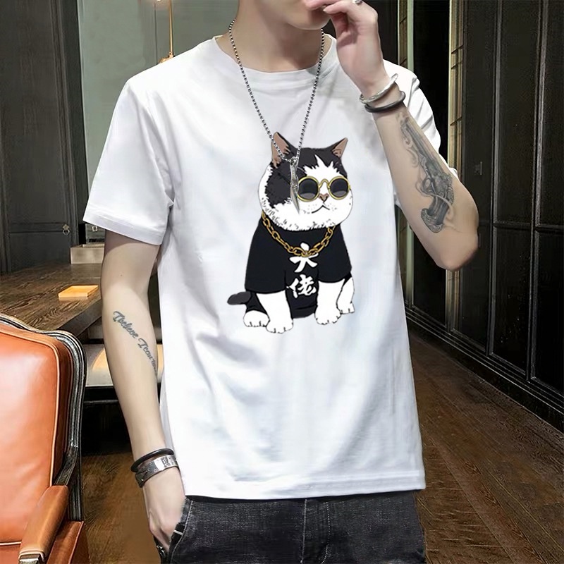 Áo thun unisex nam nữ in hình mèo đại ca form đẹp chất vải cotton dày mịn mát 2020T2820
