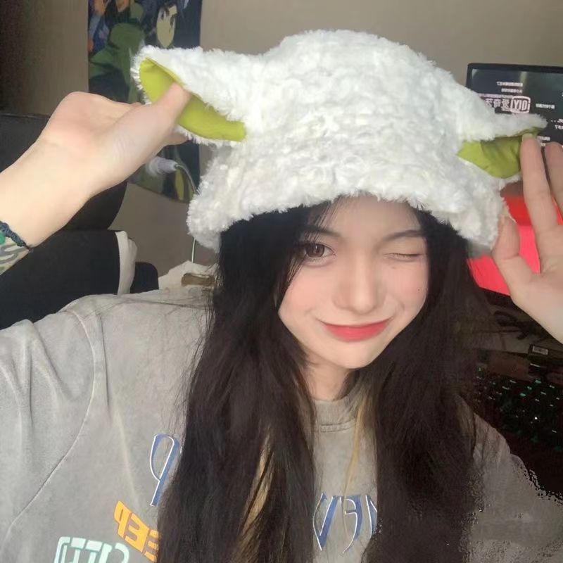 Nón Tai Bèo Phủ Lông Cừu Dày Dặn Màu Trơn Phong Cách Cổ Điển Dễ Thương Thời Trang Mùa Đông Cho Nữ