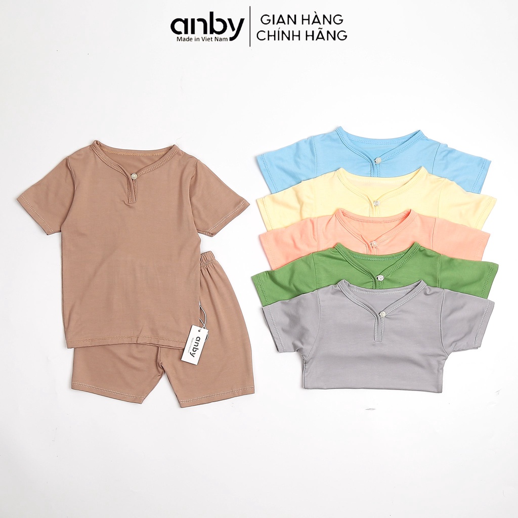 Quần áo trẻ em ANBY bộ cho bé từ 1 đến 6 tuổi cộc tay thun lạnh cổ cúc màu thumbnail