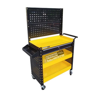 Xe đẩy đồ nghề  3 khay 1 ngăn kéo 2 tấm hông có tấm treo Stronger Tool