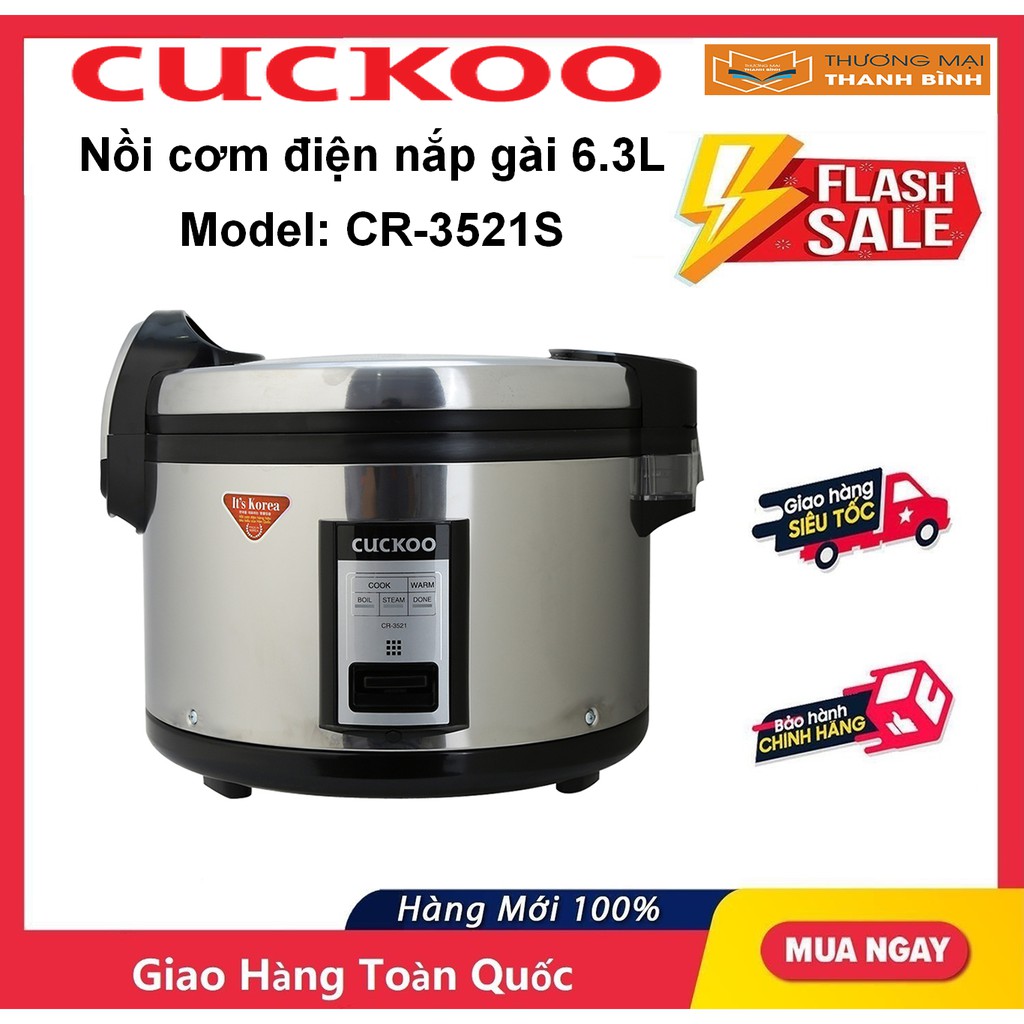 [Mã ELHADEV giảm 4% đơn 300K] Nồi cơm điện nắp gài Cuckoo 6.3 lít CR-3521S