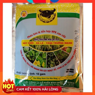 Phân bón cao cấp NPK đầu trâu 30-10-5 (gói 10gr)