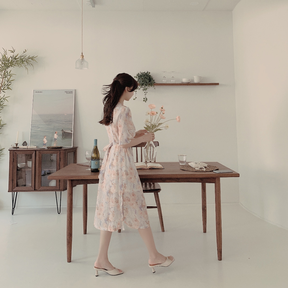 Đầm voan in họa tiết hoa phong cách Hàn Quốc 43730