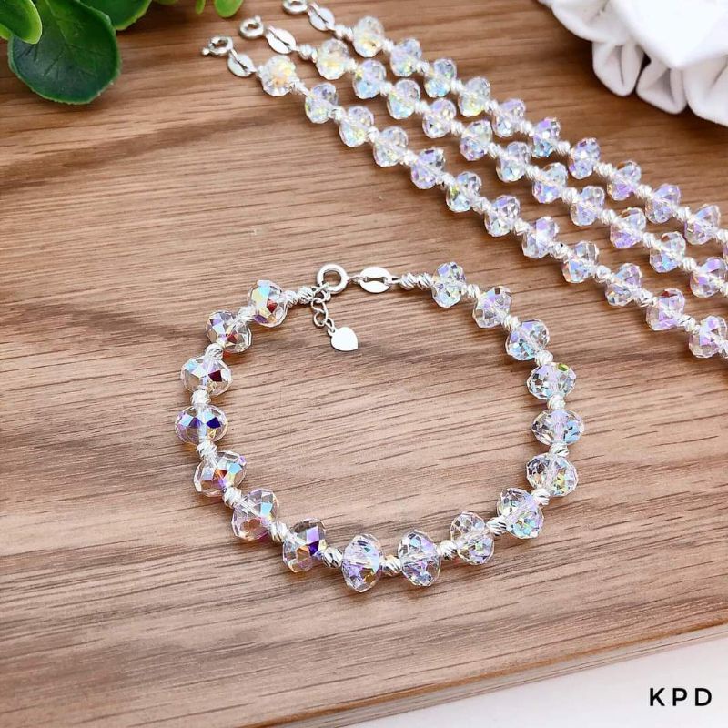 LẮC TAY ĐÁ PHA LÊ BẠC CAO CẤP SÁNG LẤP LÁNH