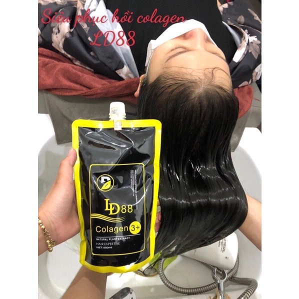 Hấp collagen LD88 500ml, hấp phục hồi cho tóc hư tổn, khử kiềm chuẩn salon