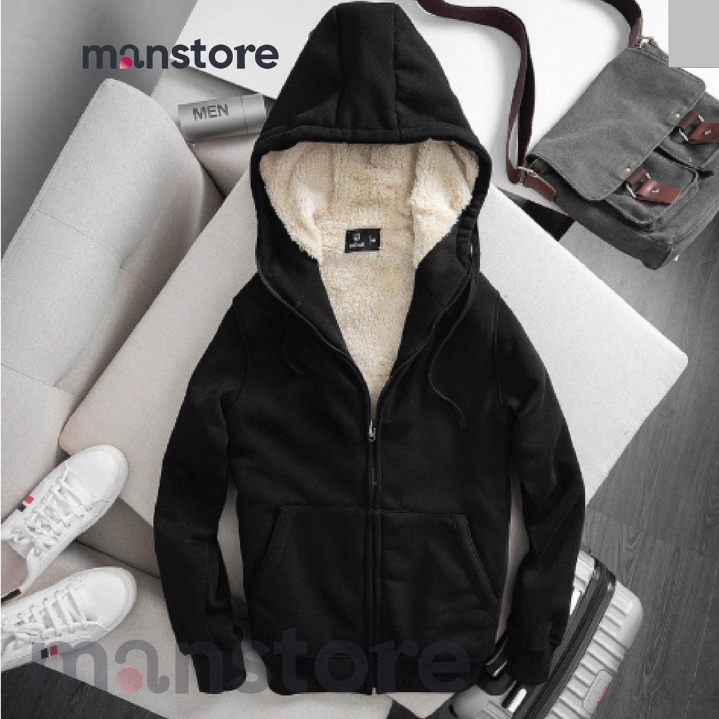 Áo khoác Hoodie nam nữ phong cách thời trang thể thao, Áo khoác nỉ lót lông cừu dày dặn ấm áp MANSTORE