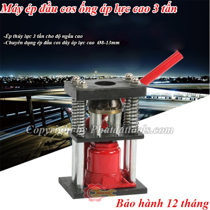 Máy ép đầu cos thủy lực ống dây cao áp 3 tấn-Ép dây rửa xe đầu rời,dây hơi,dây thủy lực