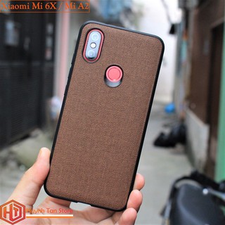 Ốp lưng Xiaomi Mi 6X , Mi A2 vân vải Jean chống bám vân tay (màu nâu)