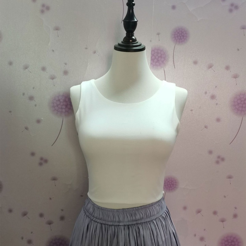 Áo Croptop Sát Nách Cổ Tròn Màu Trơn Thời Trang Mùa Hè Cho Nữ