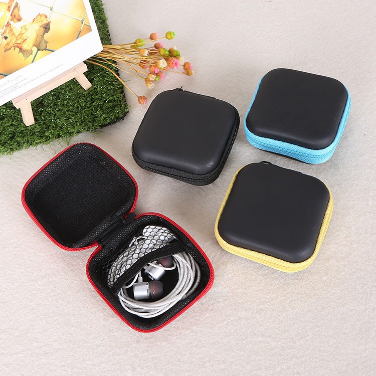 ❌GIÁ HỦY DIỆT⛔  Túi Đựng Tai Nghe / Dây Cáp Hình Vuông Mini Có Khóa Kéo Tiện Dụng 88215