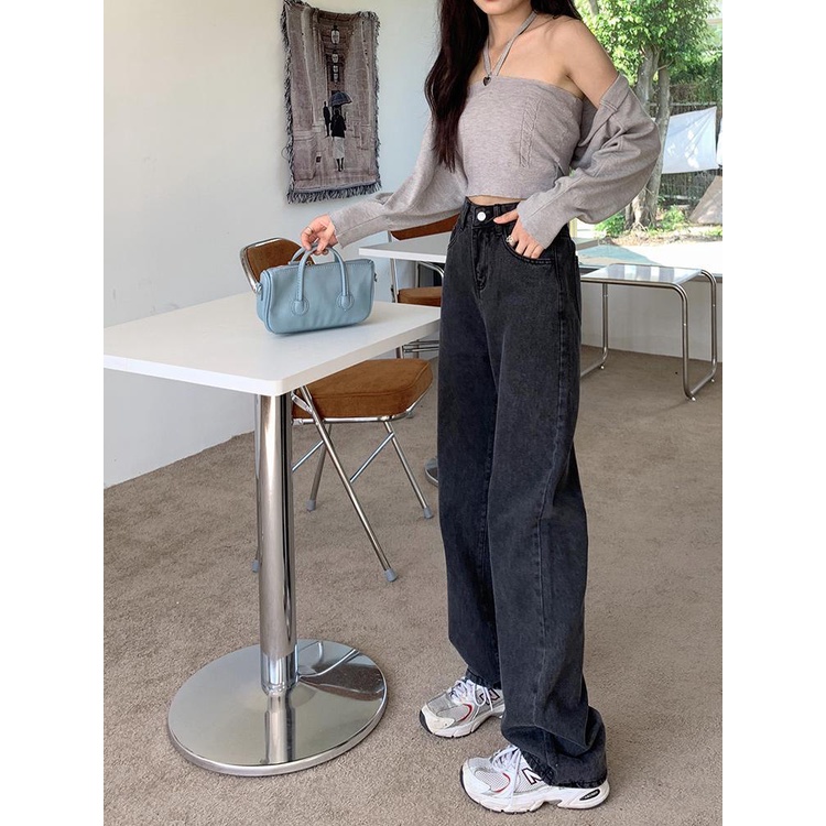 Quần Jeans Nữ Lưng Cao Ống Rộng Thời Trang Hàn Quốc