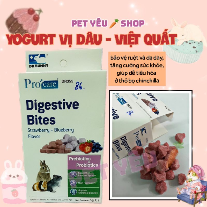 Yogurt - snack thức ăn vặt thỏ bọ chinchilla vị dâu và việt quất siêu thơm