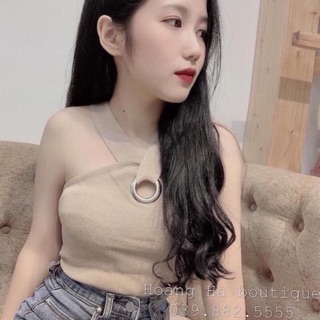 Áo len đan dây đai tròn