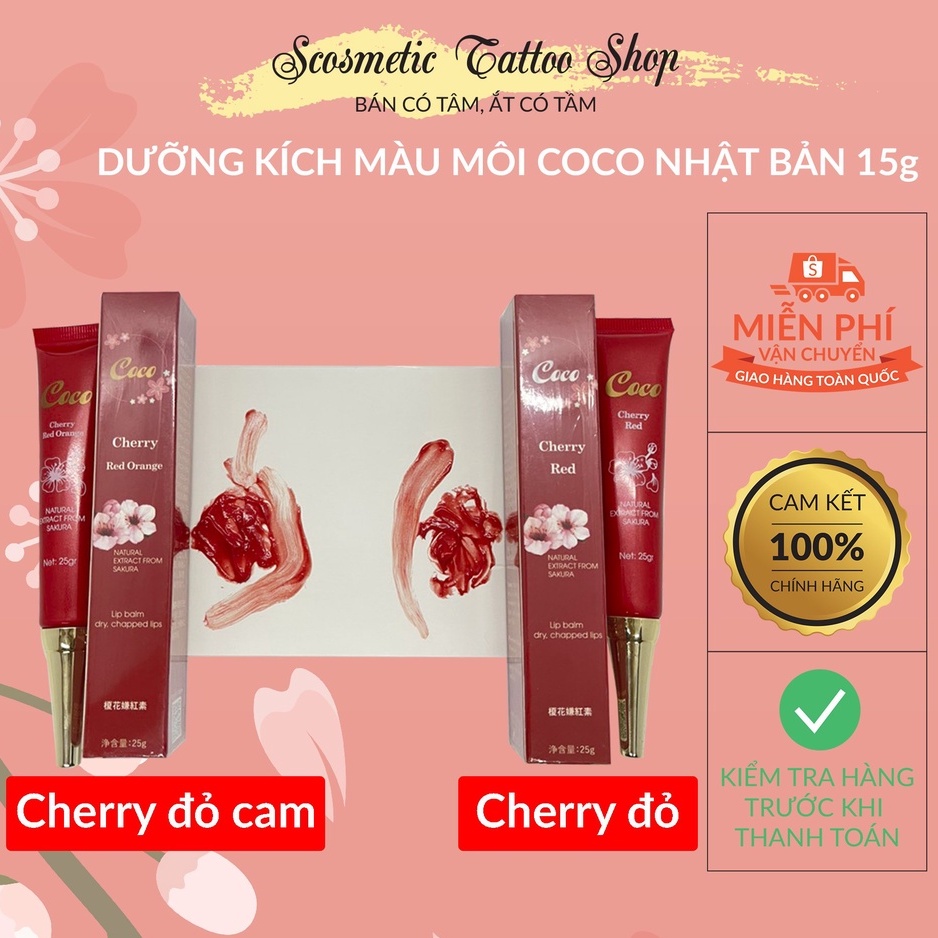 Dưỡng kích màu môi CoCo nhật bản sau xăm màu đỏ đậm đẹp hương thơm tự nhiên Dễ Chịu  Chính hãng Check mã QR 25g