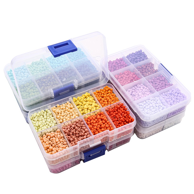 Set hạt hình gạo Beadia 8 ngăn hỗn hợp màu trơn dùng làm trang sức DIY