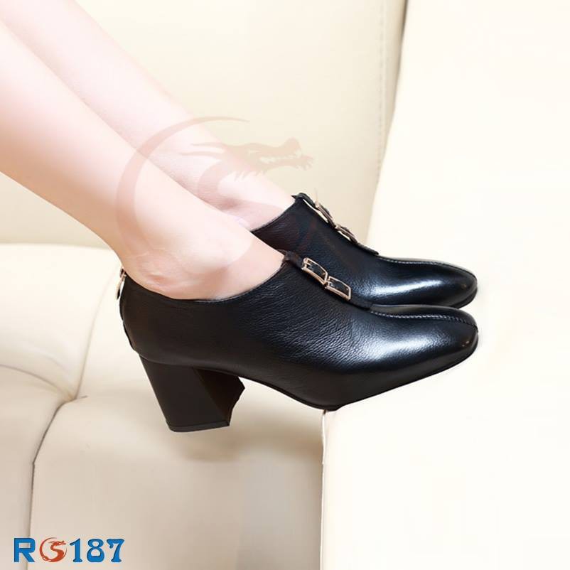 Giày bốt nữ đẹp thời trang cổ thấp thương hiệu rosata ro187