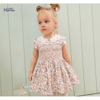Váy xòe Little Maven hoa nhí cổ sen tay sát nách cho bé