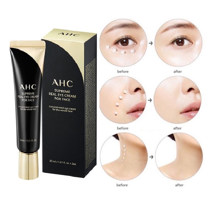 Kem Mắt AHC Ageless Real Eye Cream For Face 12ml &amp;30ml Hàn Quốc VỎ ĐEN