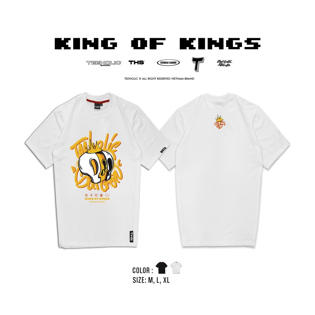 Áo Thun Unisex TeeHolic In Logo THS King Of King Màu Trắng Đen