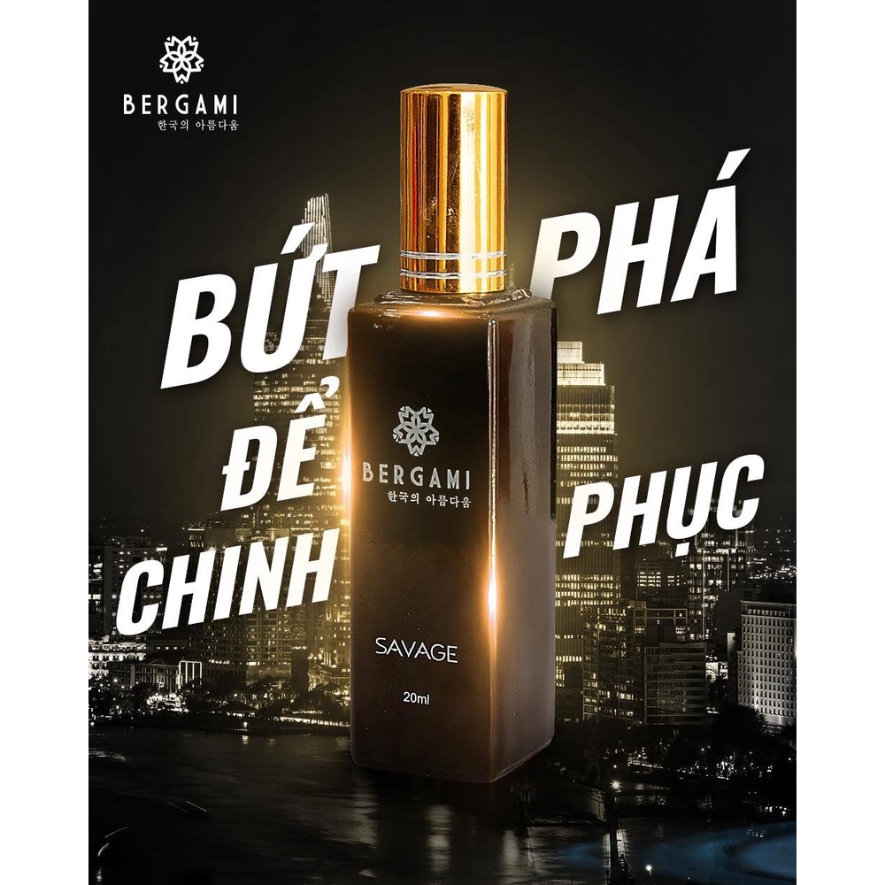 Nước Hoa Nam Thơm Lâu Bergami Savage, Nước Hoa Chính Hãng Mùi Hương GỖ SỒI Nam Tính Mạnh Mẽ, Lưu Hương 6H 35ml/chai