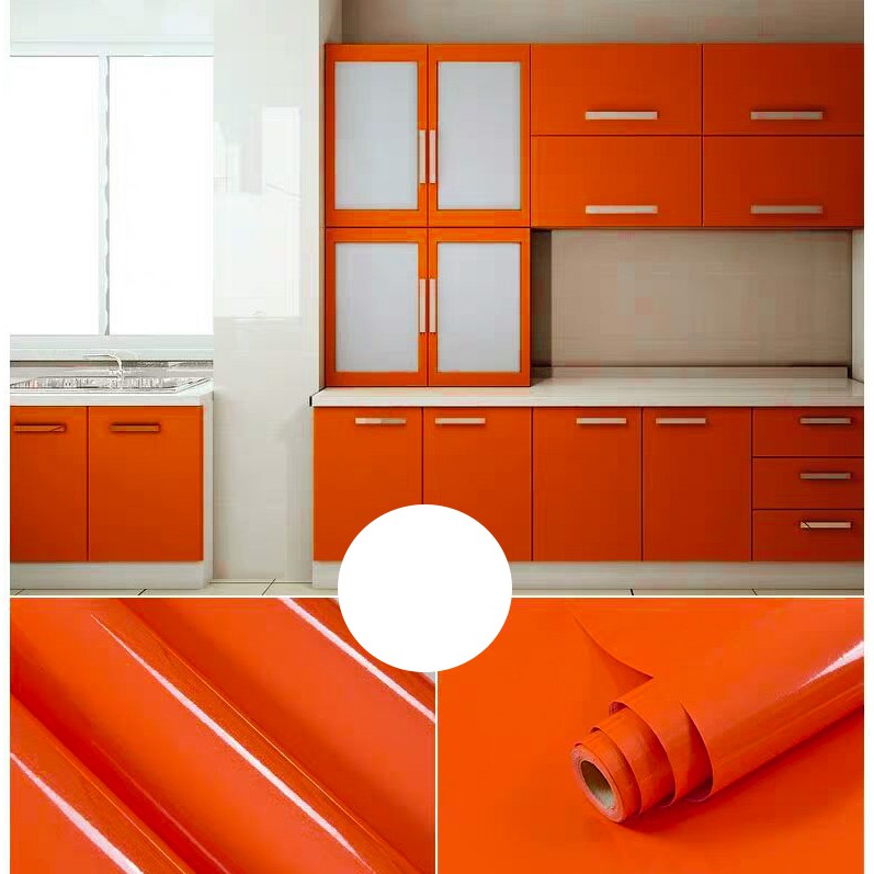 Giấy dán tường decal màu cam trơn có sẵn keo mặt sau - khổ 1,2m
