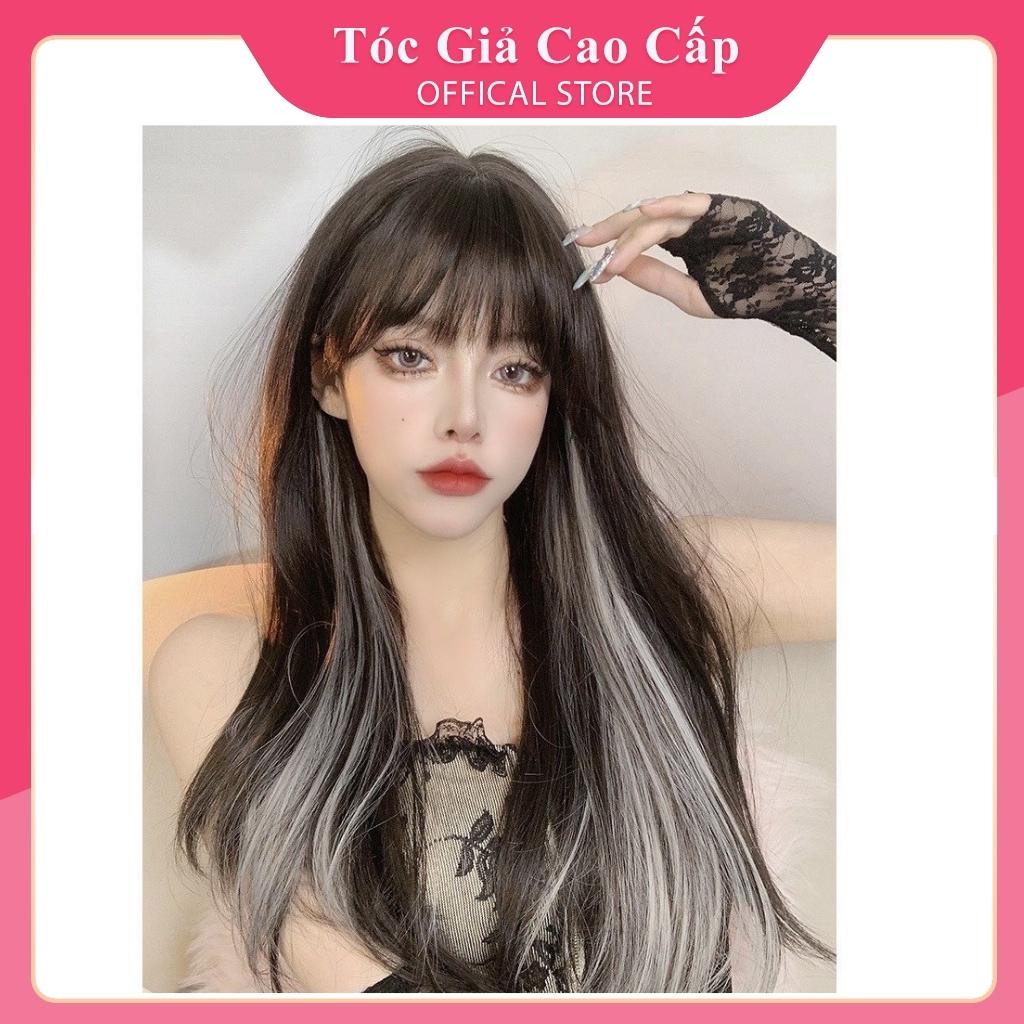 Tóc giả nữ nguyên đầu dợn sóng line khói, S1278, tặng kèm lưới trùm