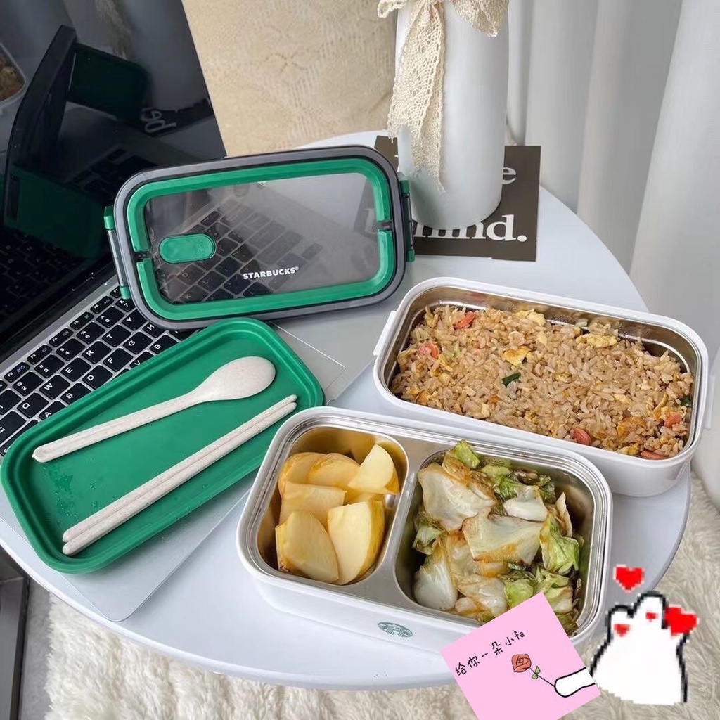 Hộp Đựng Cơm Trưa Giữ Nhiệt 6-8h S.tarbucks Giúp Thức Ăn Luôn Ngon Miệng Chất Liệu Thép 304 Hàng 2 Lớp Chính Hãng