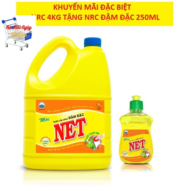 Nước Rửa Chén Net 4kg Đậm đặc Hương chanh