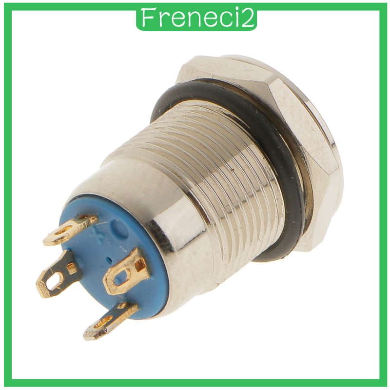 Nút Nhấn On / Off Tích Hợp Đèn Led Xanh Dương 12v Bằng Thép Không Gỉ 12mm