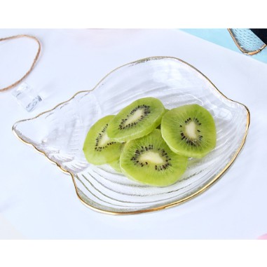 Set đĩa thủy tinh trong suốt hình vỏ sò hàng nhập