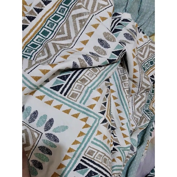 Set Bộ Vỏ Cotton Living Hoạ Tiết Thổ Cẩm Xanh Siêu Hot _ shinbedding