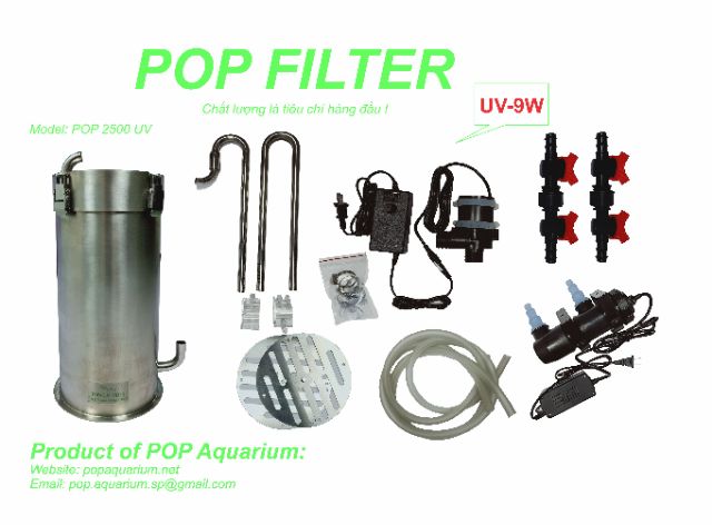 Lọc thùng inox POP-2500 cho bể cá cảnh