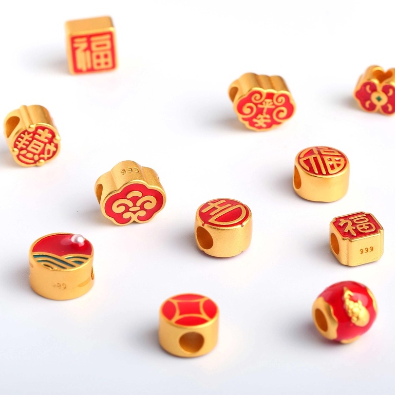 [Hàng Có Sẵn] Hạt Cườm Xuyên Qua Lỗ Hình Đám Mây Bằng Đồng Làm Trang Sức Thủ Công Phong Cách Fu Cho Nam Và Nữ