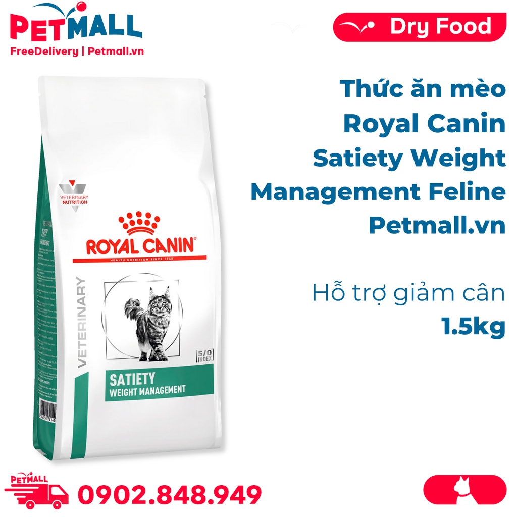 Thức ăn mèo Royal Canin Satiety Weight Management Feline 1.5kg - Hỗ trợ giảm cân Petmall