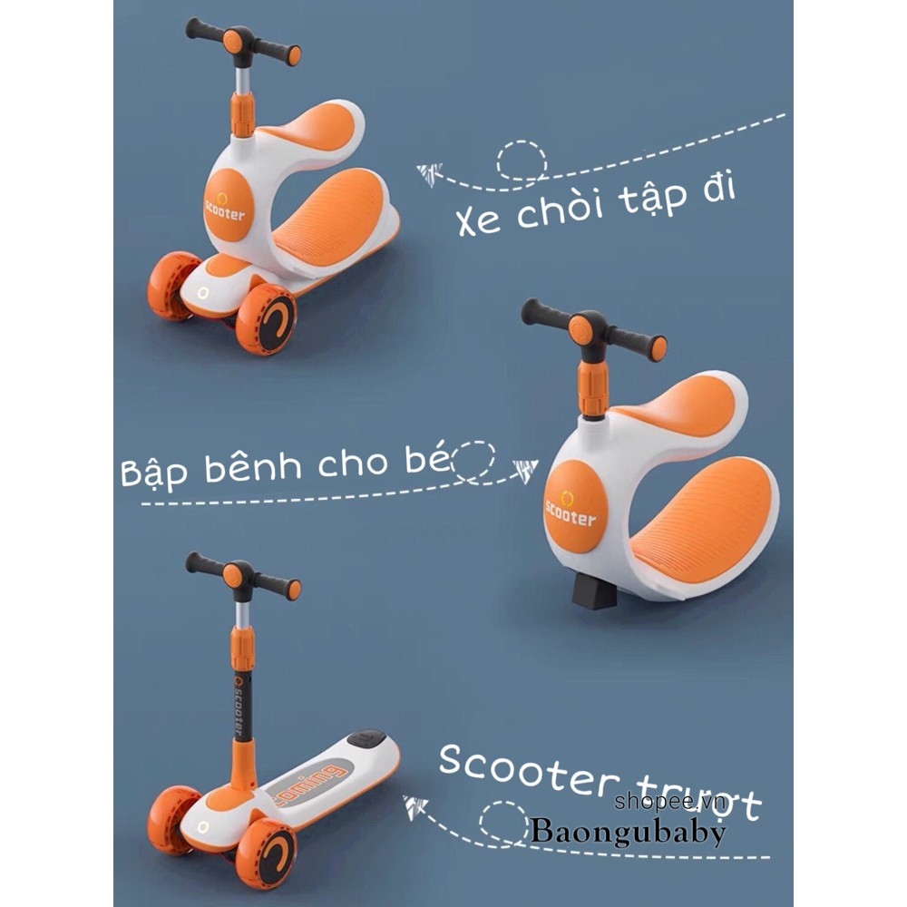 Xe trượt Scooter cho bé 3 trong 1, Xe Scooter cho bé Umoo 2 trong 1 hình heo