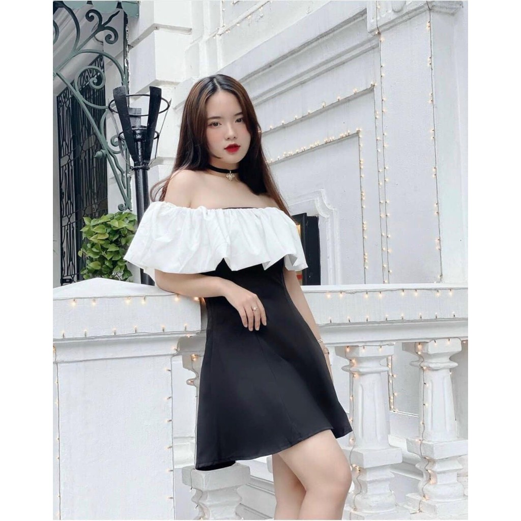 Váy tuyết mưa trễ vai bèo trắng xinh (kèm ảnh thật,video)