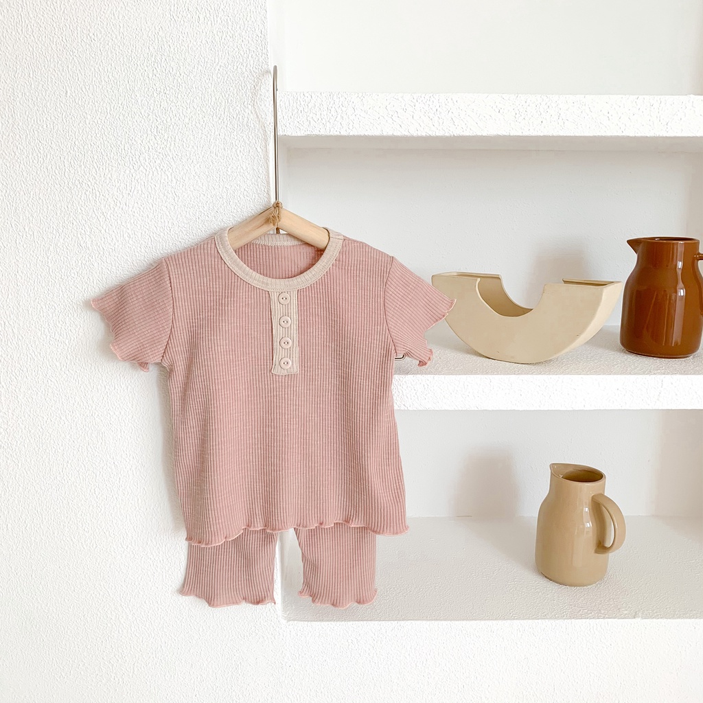 Set Đồ Ngủ Gồm Áo Thun + Quần Ngắn Chất Liệu Cotton Mềm Mại Thời Trang Mùa Hè Cho Bé Sơ