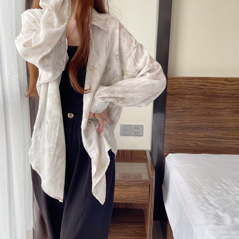 Áo Sơ Mi Nữ Tay Dài In Hoa Phong Cách Phương Tây Thời Trang Mùa Thu