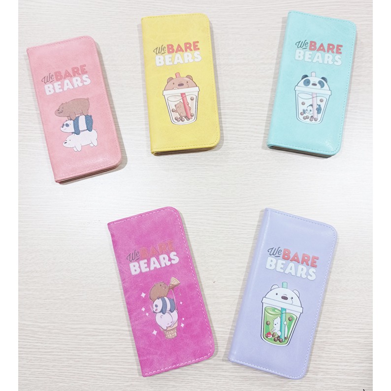 Ví 3 anh em gấu bare bear da lộn dạng dài VLDI1 bóp cầm tay cute dễ thương