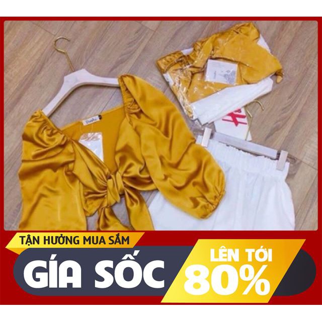 [ Sale 50% ] Sét áo lụa buộc nơ( ảnh+ video) thời trang format