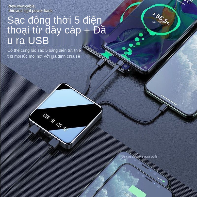 Pin dự phòng 20.000 mAh, dung lượng lớn, sạc nhanh, bền, nhỏ gọn Apple, Huawei OPPO phổ thông