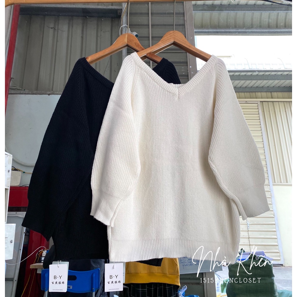 Áo khoác len cổ tim cardigan mặc được 2 kiểu