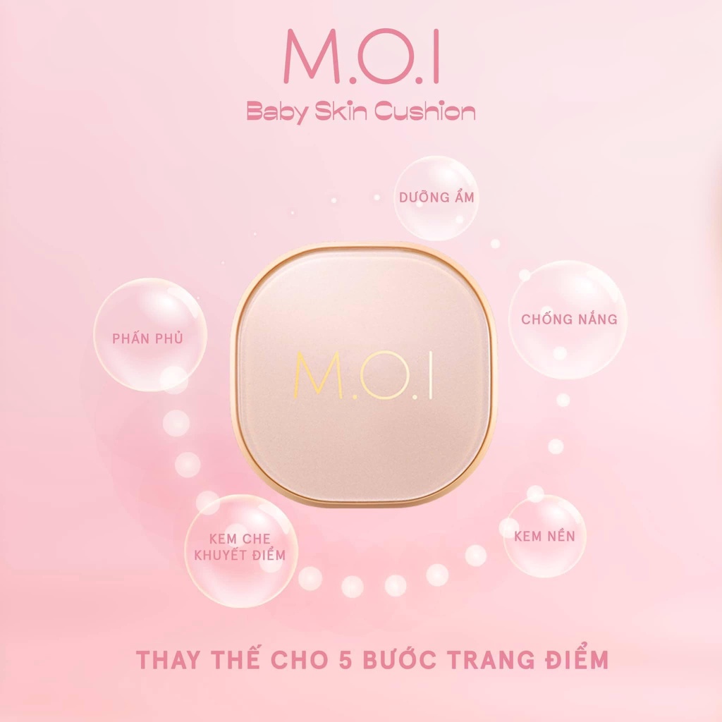 Phấn nước trang điểm M.O.I cosmetics kiềm dầu chống nắng và che phủ 5M baby skin cushion