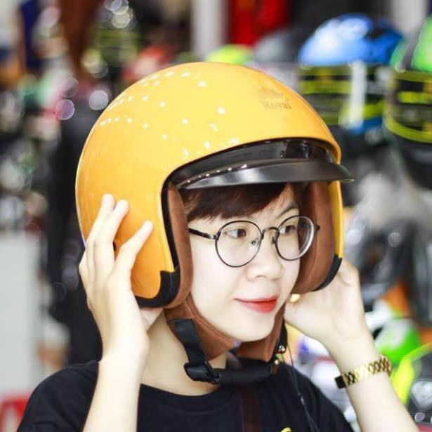 Nón bảo hiểm 3/4 kính âm Royal M139 Vàng Cam Bóng  - ASA HELMETS