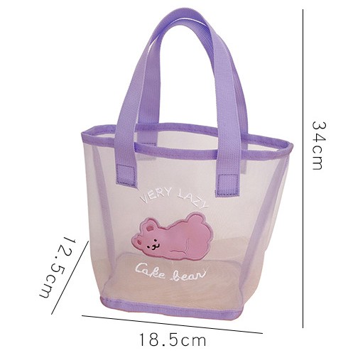 Túi Tote Xách Tay Mini Lưới Mesh Cake Bear Cute